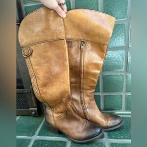 Vince Camuto Brown Leather Studded Knee High Riding Boots